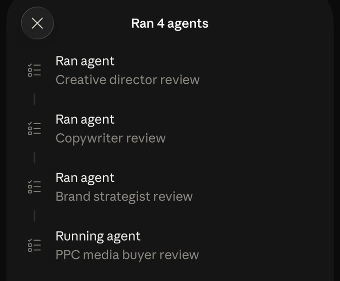 Štyria nezávislí agenti bežia naraz: kreatívny riaditeľ, copywriter, stratég a media buyer